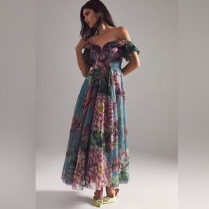Geisha Designs off the shoulder floral appliqué dress